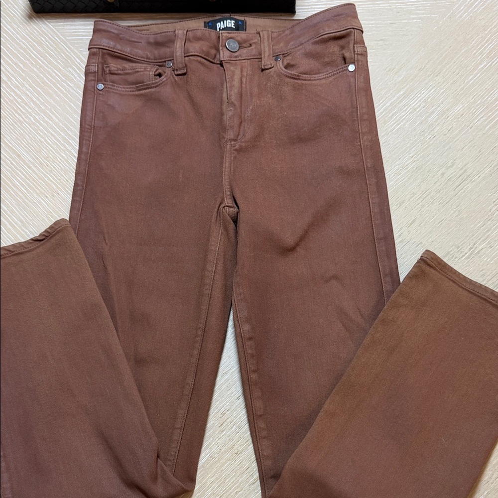 PAIGE Women's Brown Skinny High-Rise Capri jeans